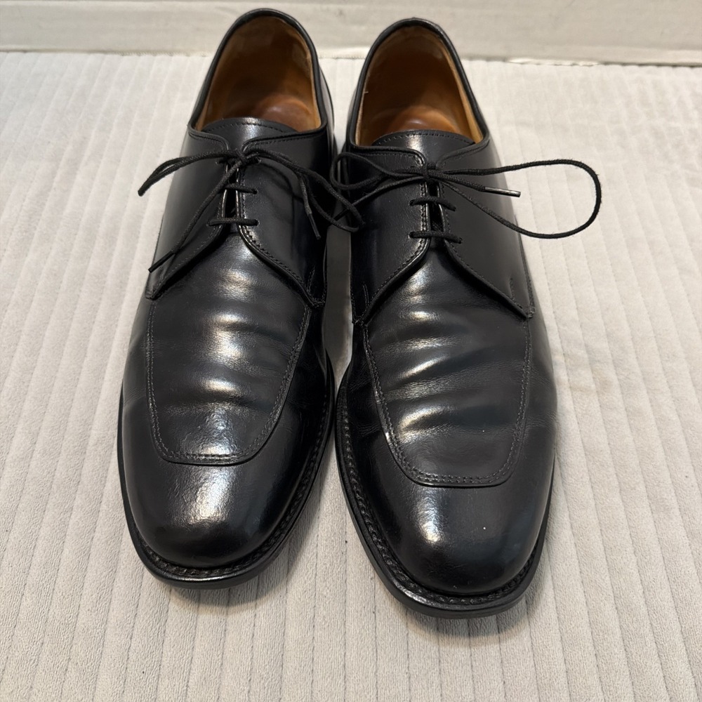 Allen Edmonds Burton Mens 11 B Black Leather Moc Toe Oxford Derby Dress Shoes